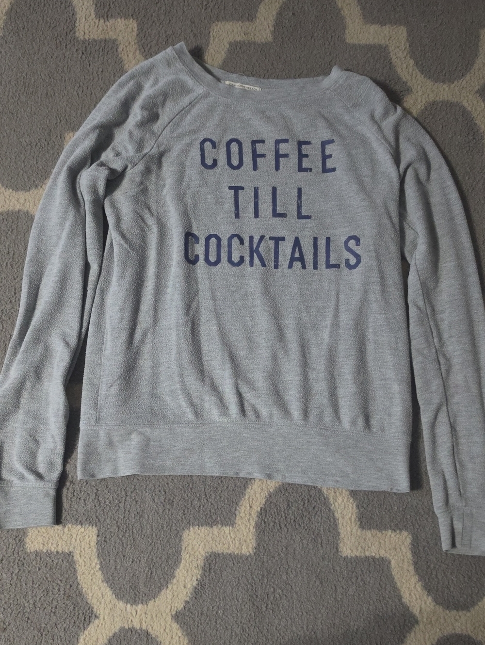 Women’s Light Gray Sweatshirt 'Coffee Till Cocktails'